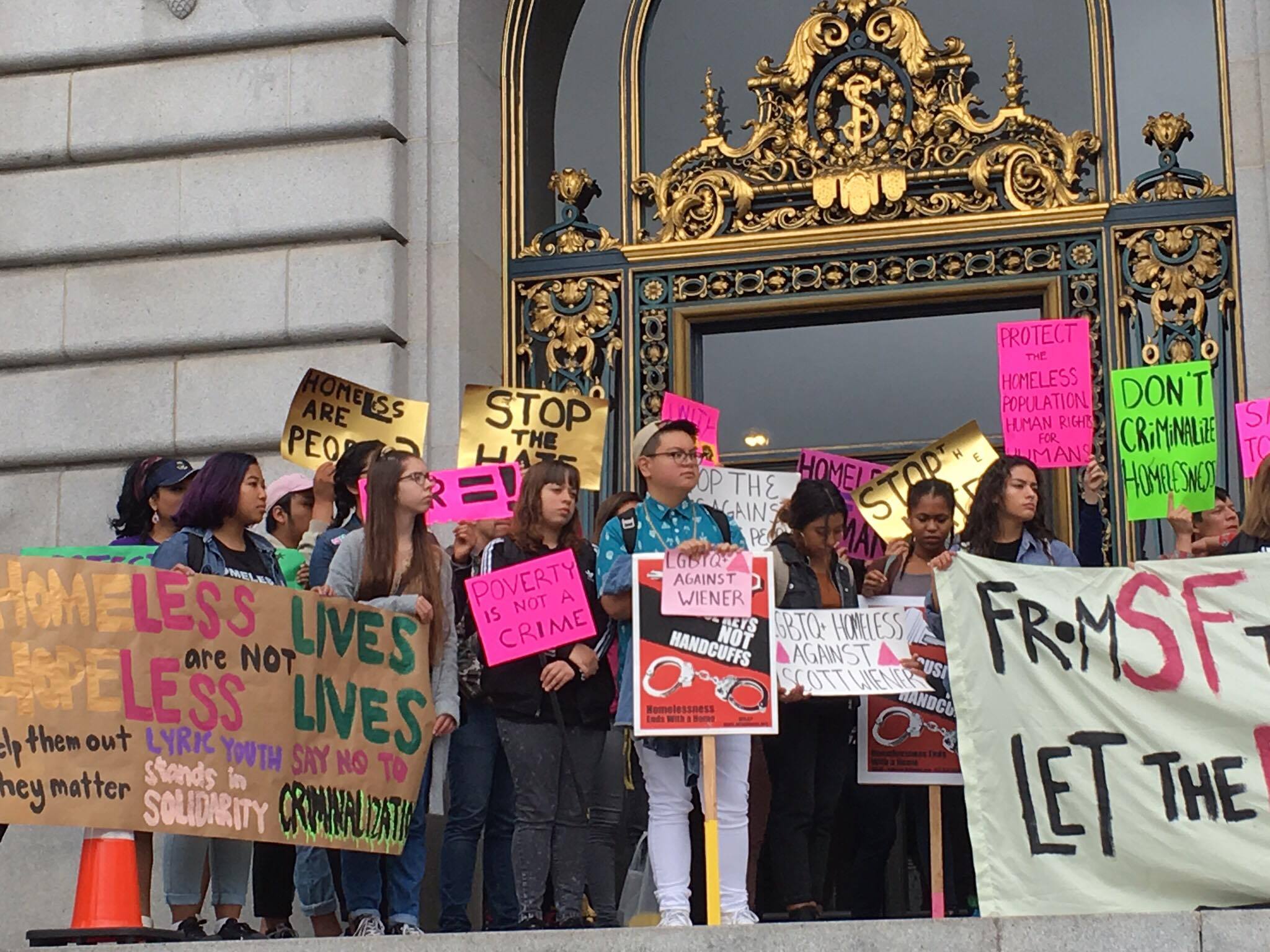 Youth at the Rally for the Arts and to End Family Homelessness on the steps of City Hall.